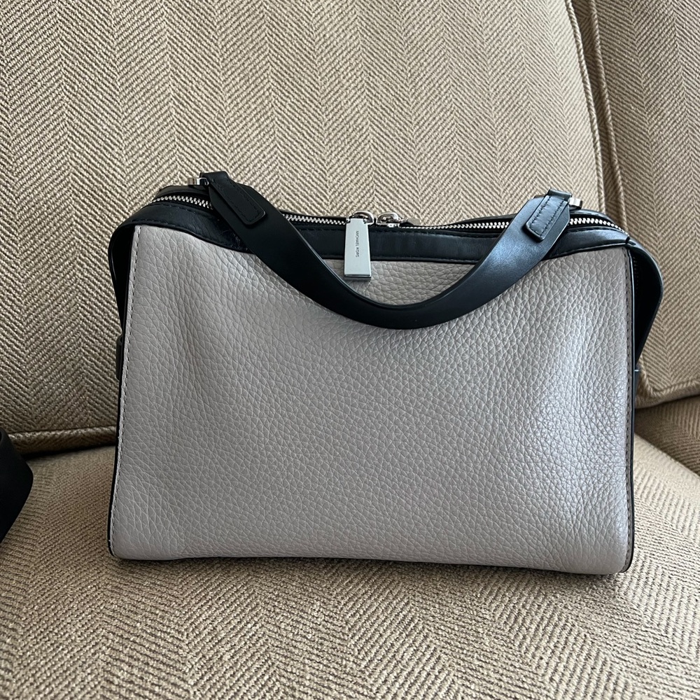Michael Kors beige and black handbag with removable shoulder strap